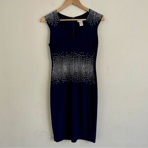 Cache Navy Midi Dress with White Accents